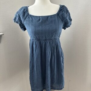 American Eagle Babydoll Milkmaid Dress Small Blue Cottagecore Boho Prairie